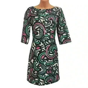 Banana Republic Multicolored 3/4 Sleeve Patterned Shift Dress